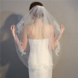 VLLUSISA Wedding Accessories Crystal Lace Bridal Veil Cut Edge Wedding Veil