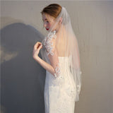 VLLUSISA Wedding Accessories Crystal Lace Bridal Veil Cut Edge Wedding Veil