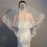 Exquisite Two-Layer Lace Sequined Bridal Veils With Comb